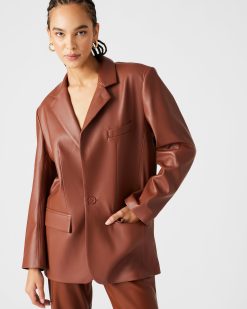 IMAAN FAUX LEATHER BLAZER COGNAC - SM REBOOTED