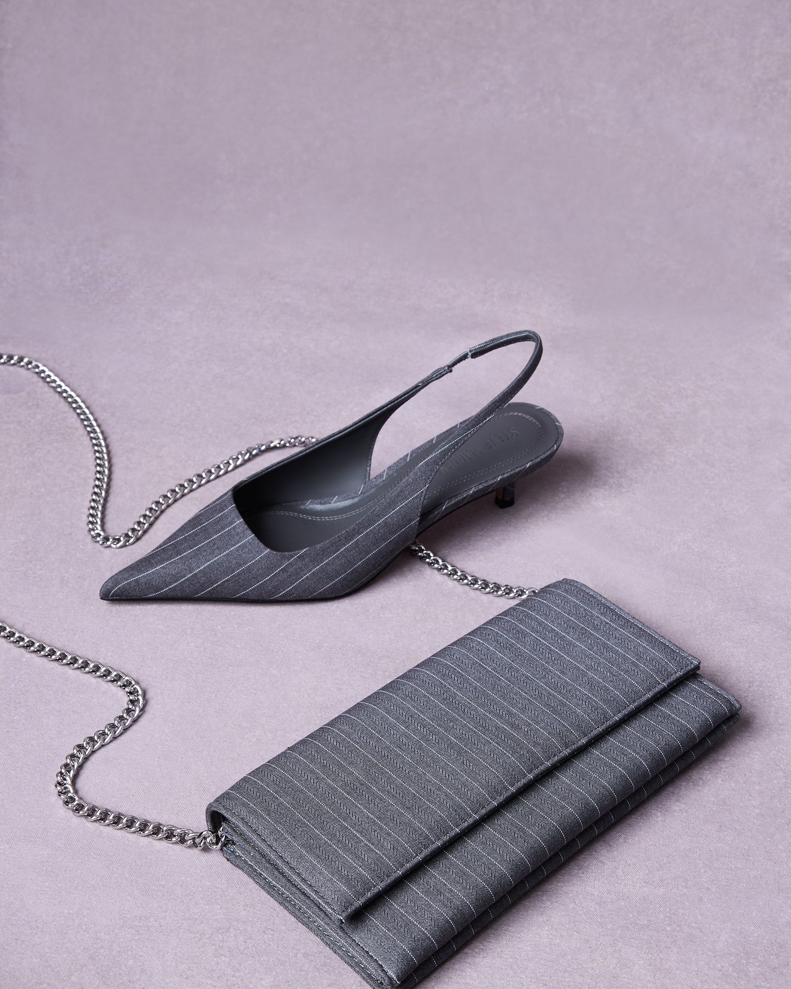 KITTIE HEEL AND JULIANA BAG GRAY PINSTRIPE BUNDLE