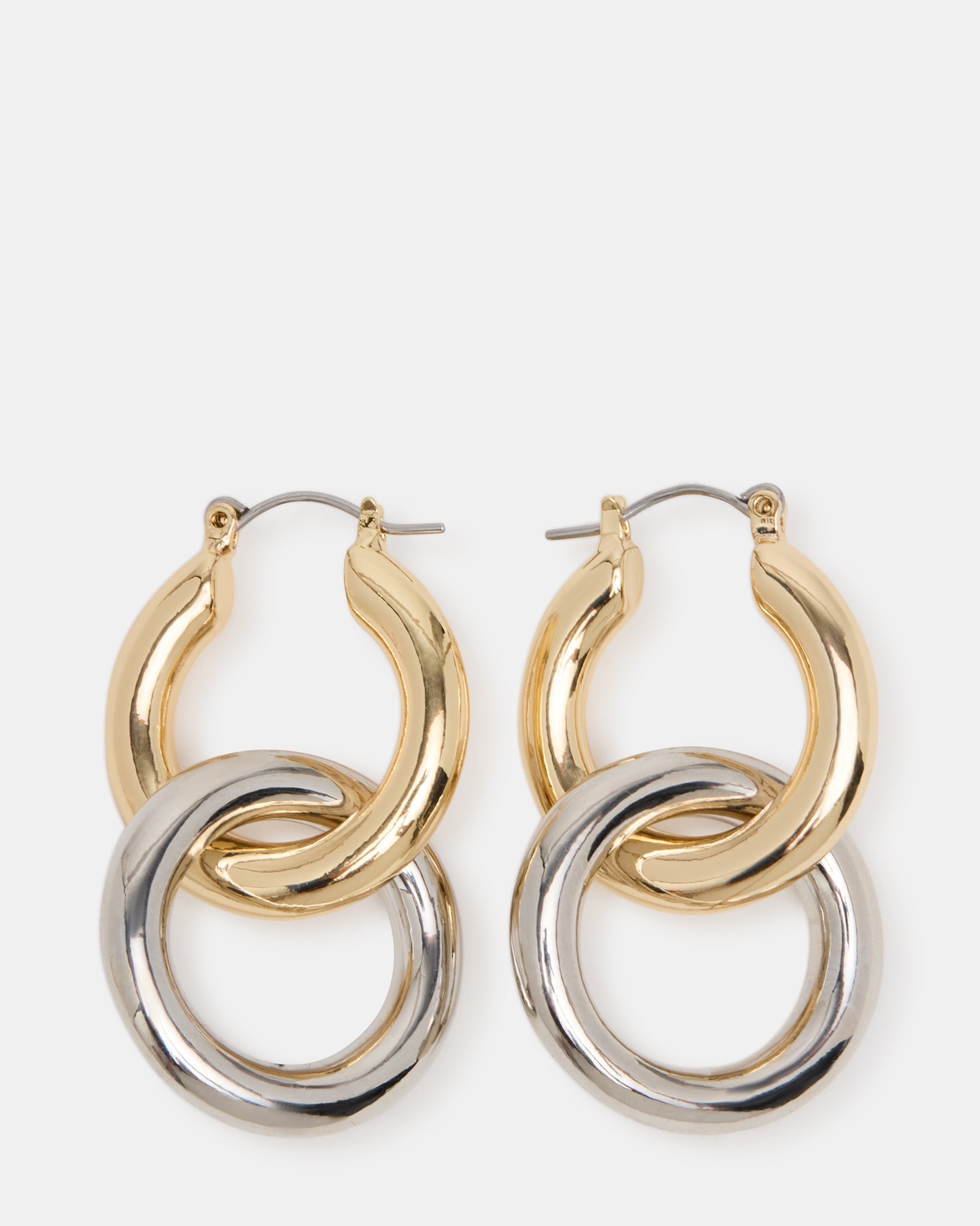 TWO-TONE HOOP EARRINGS SILVER MULTI