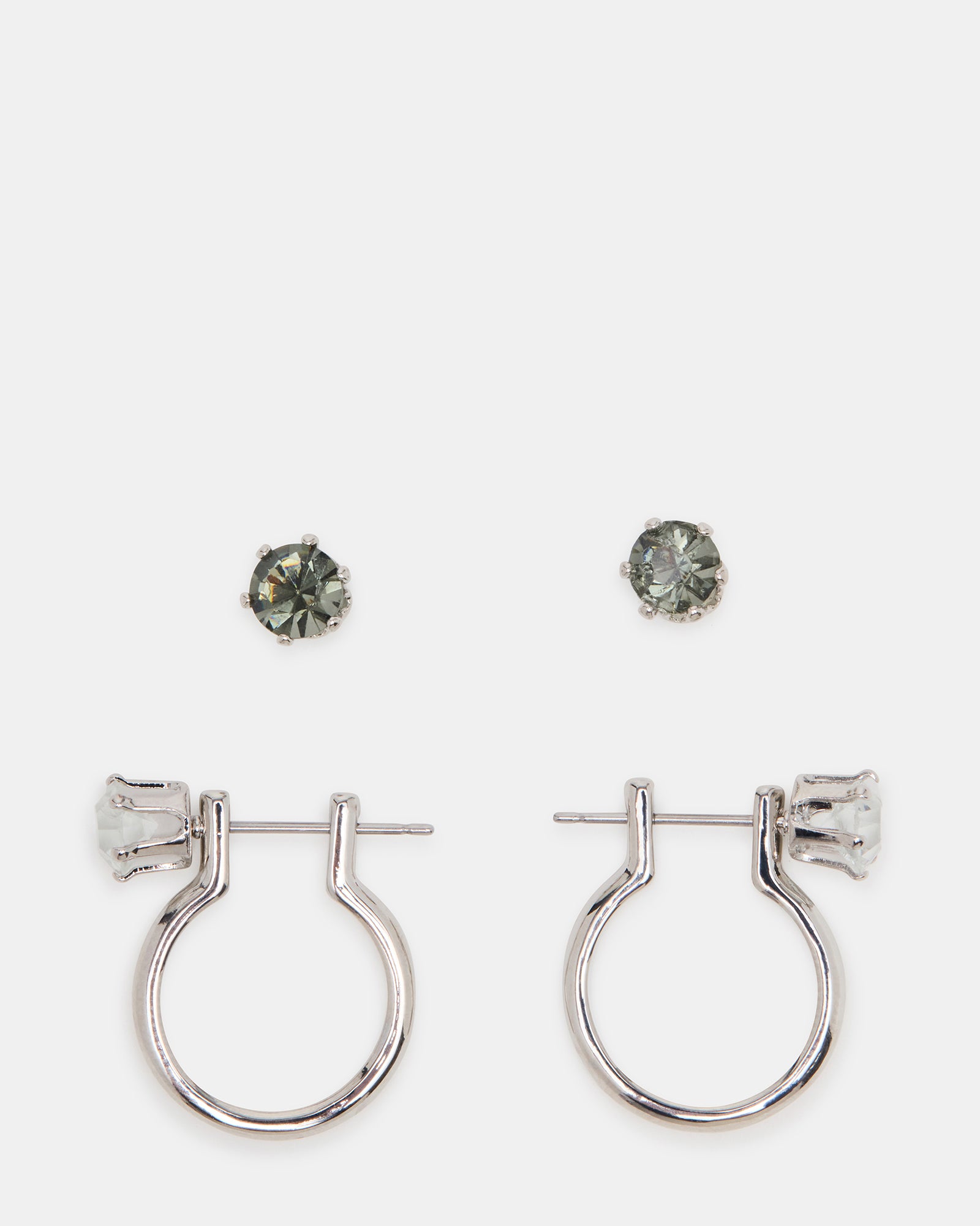 CRYSTAL EARRINGS SET BLACK/SILVER - Image 2