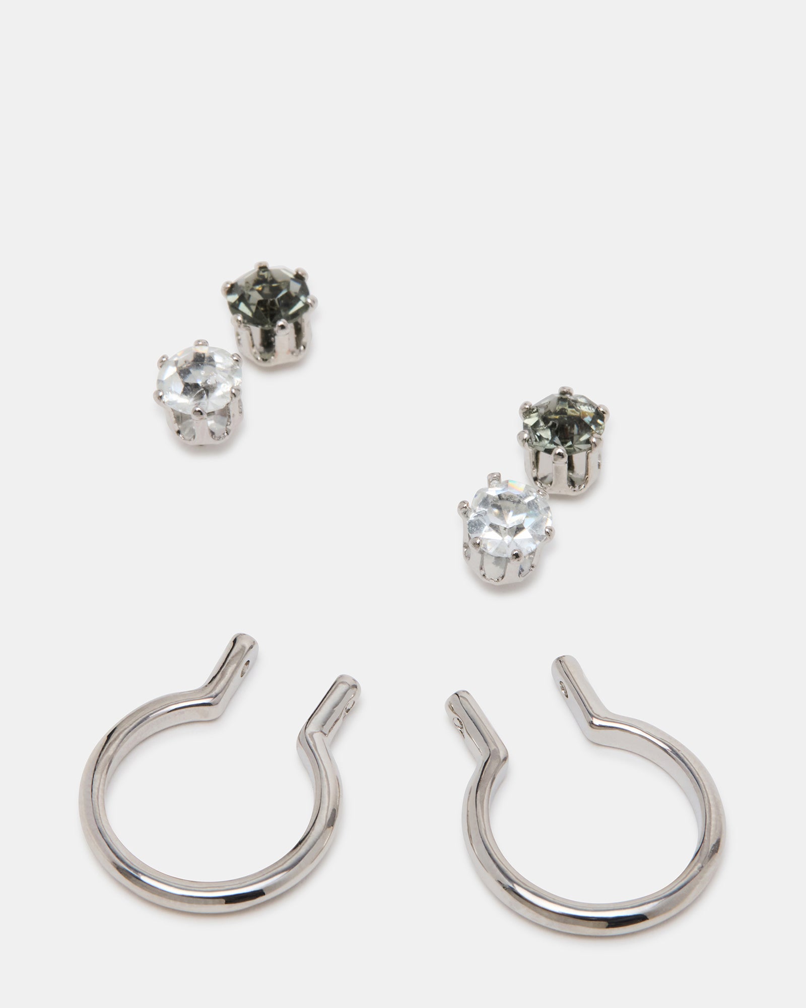 CRYSTAL EARRINGS SET BLACK/SILVER - Image 4