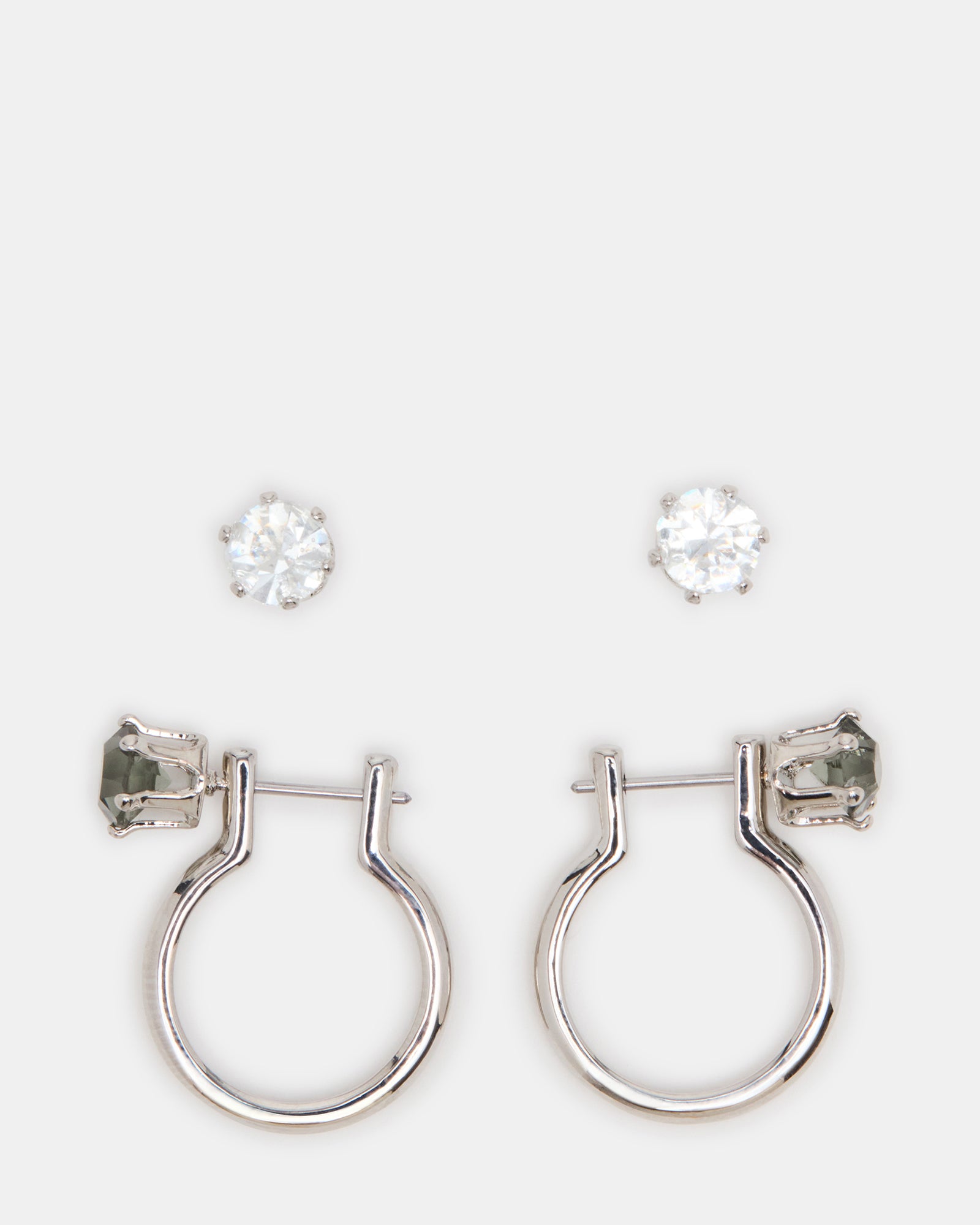 CRYSTAL EARRINGS SET BLACK/SILVER