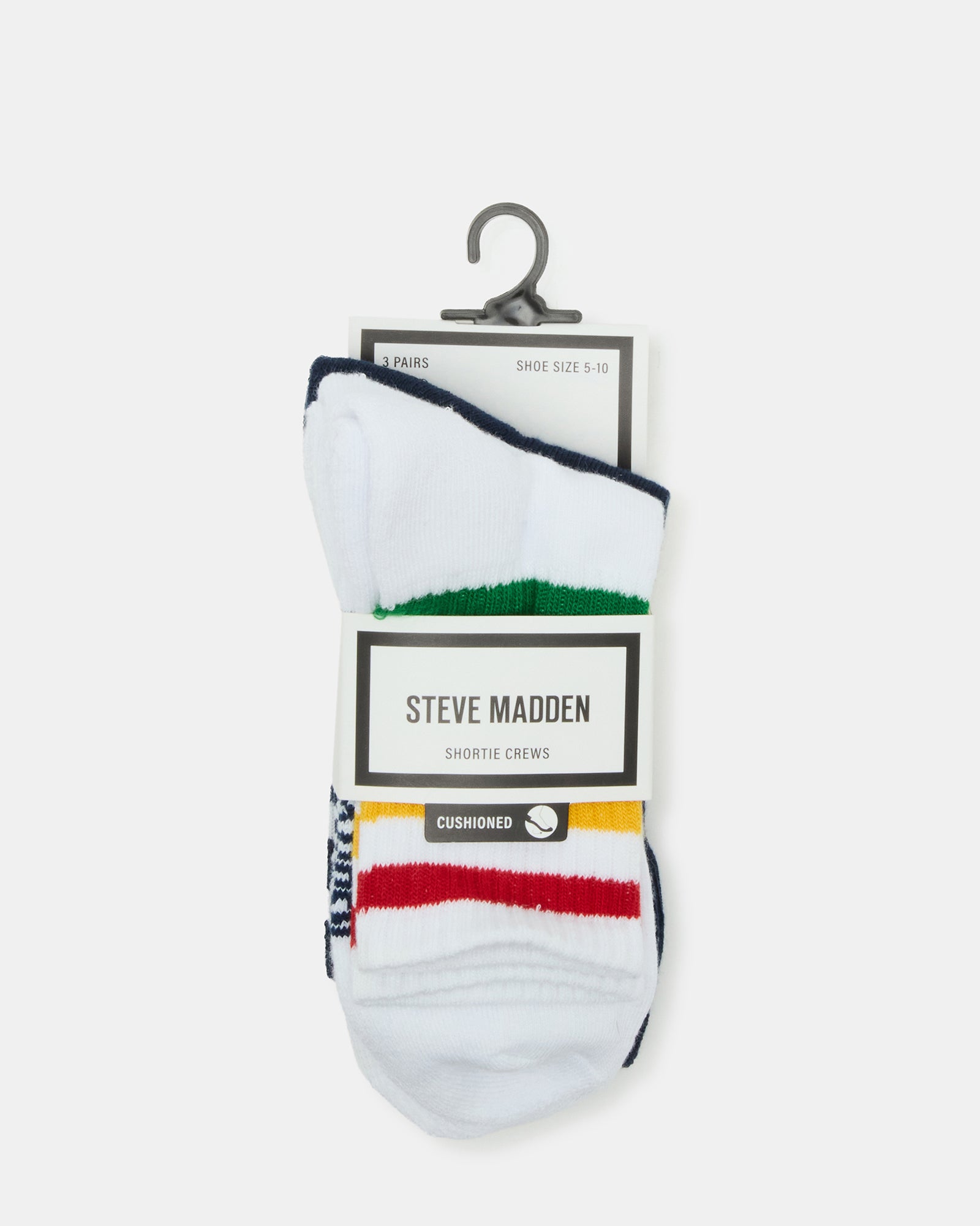 3 PACK STRIPED CREW SOCKS WHITE MULTI - Image 3