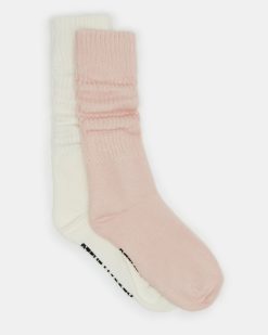 2 PACK SLOUCHY CREW SOCKS BLUSH MULTI