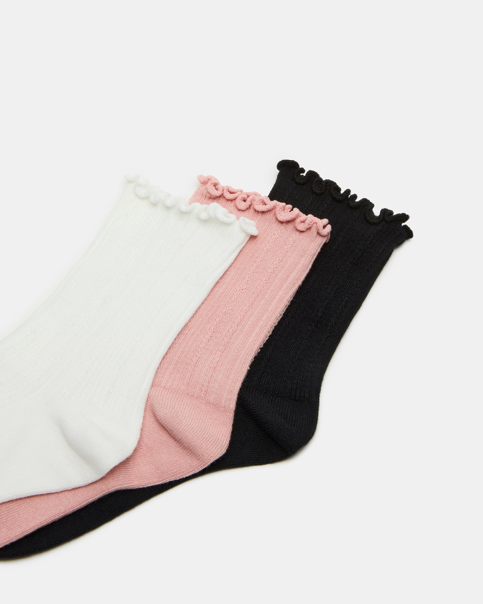 3 PACK LETTUCE EDGE RIBBED SOCKS MULTI - Image 2