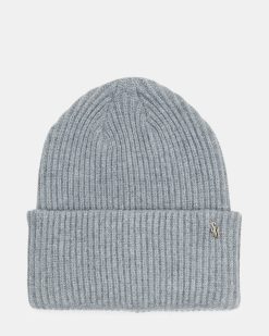 DOUBLE LAYER RIBBED KNIT BEANIE GREY