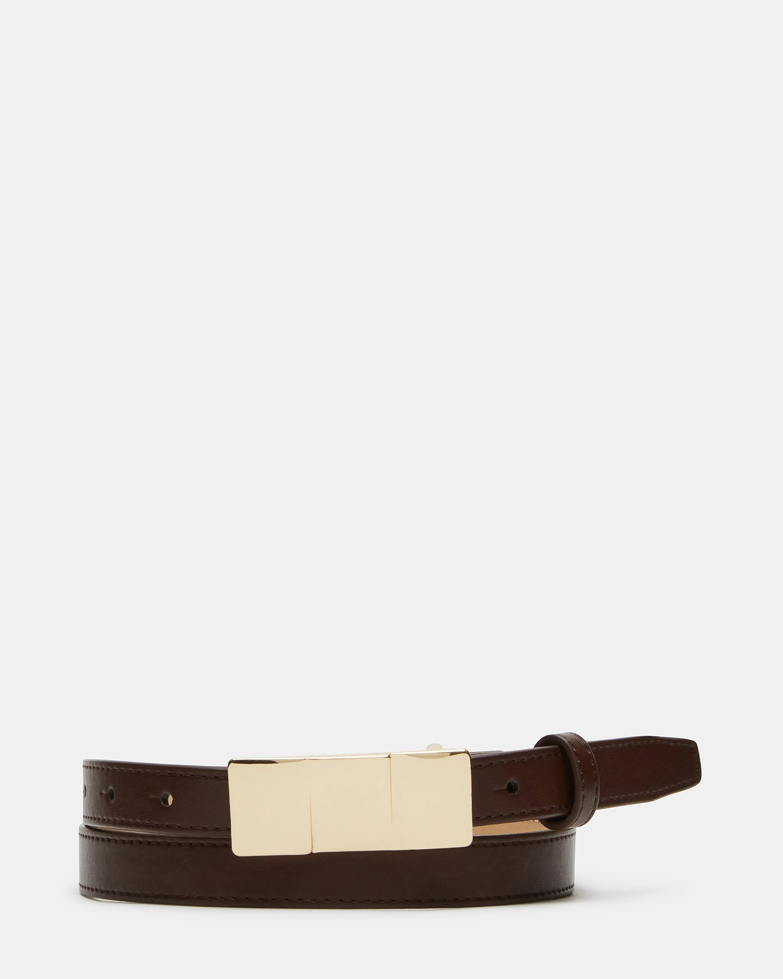 STACKED SQUARE BUCKLE BELT CHOCOLATE