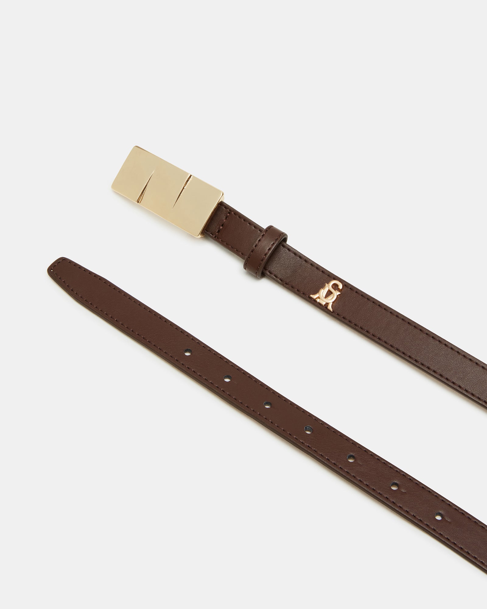 STACKED SQUARE BUCKLE BELT CHOCOLATE - Image 2