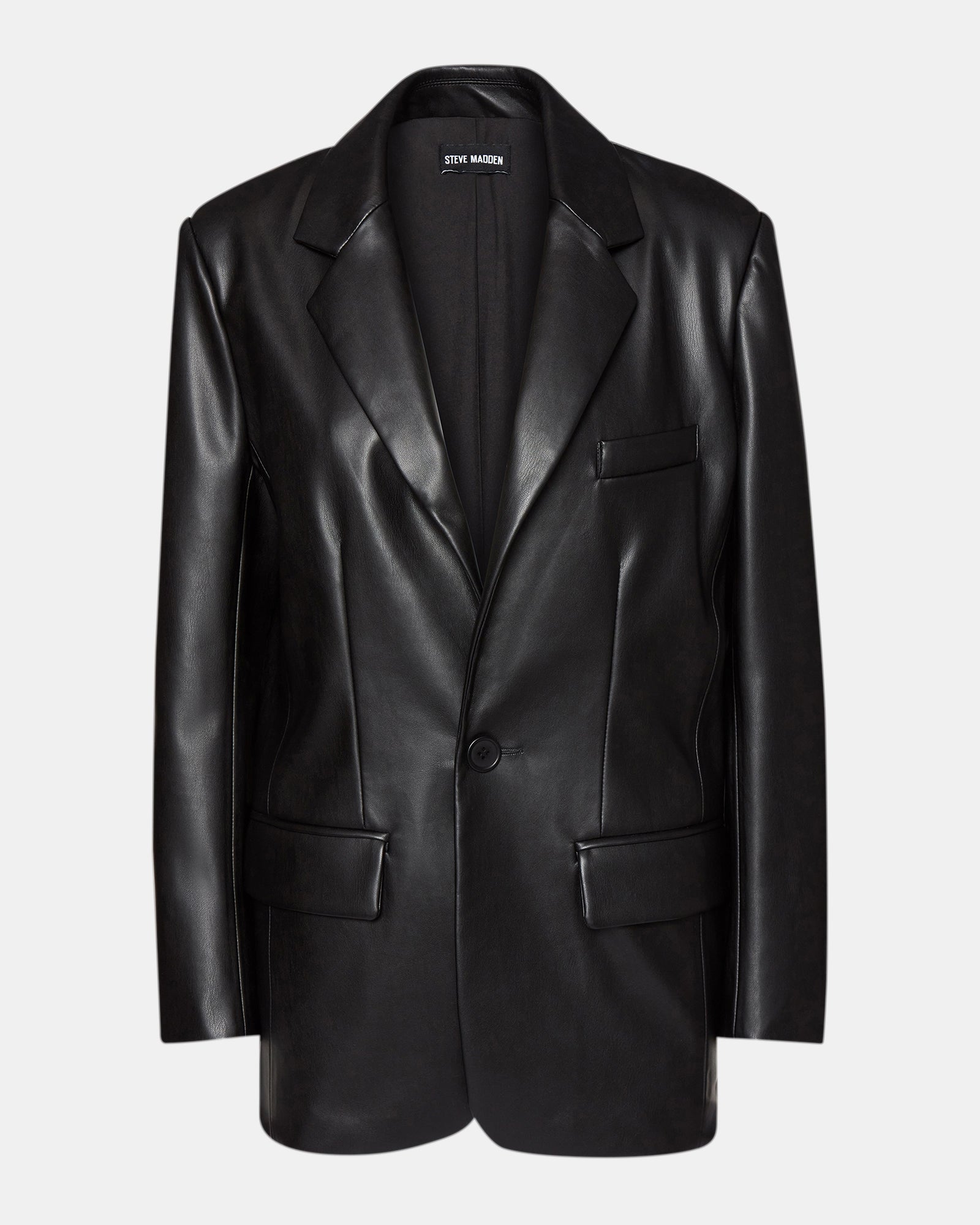 IMAAN FAUX LEATHER BLAZER BLACK - Image 9