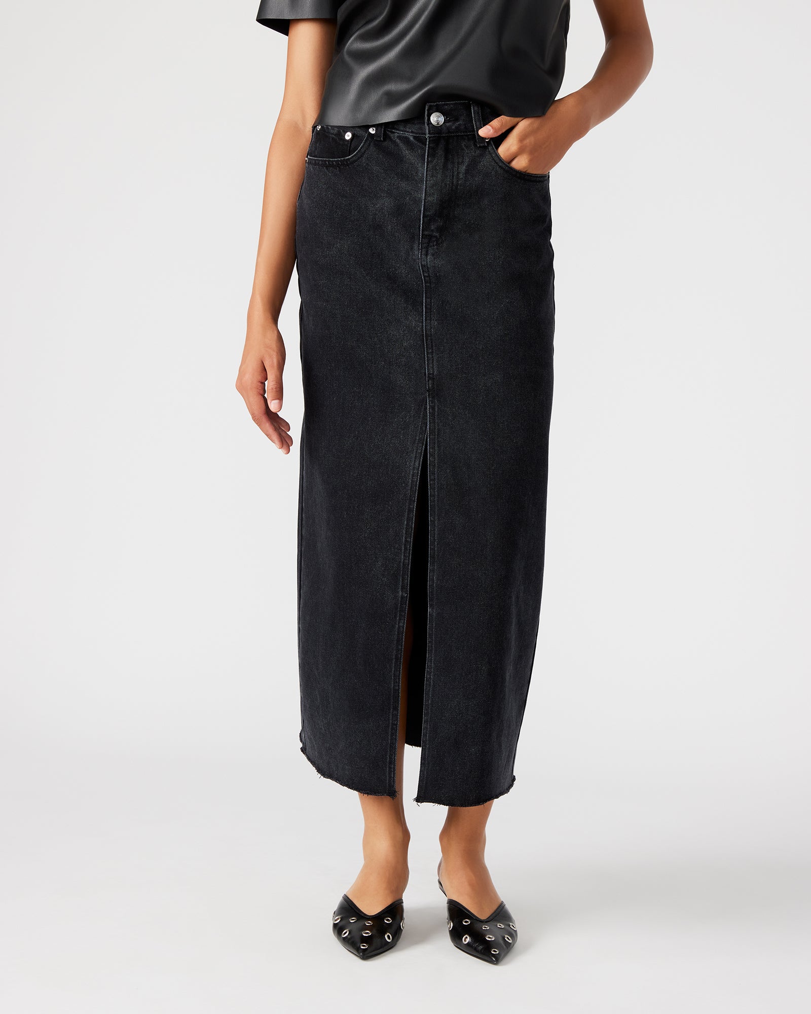 AVANI DENIM SKIRT BLACK - Image 2