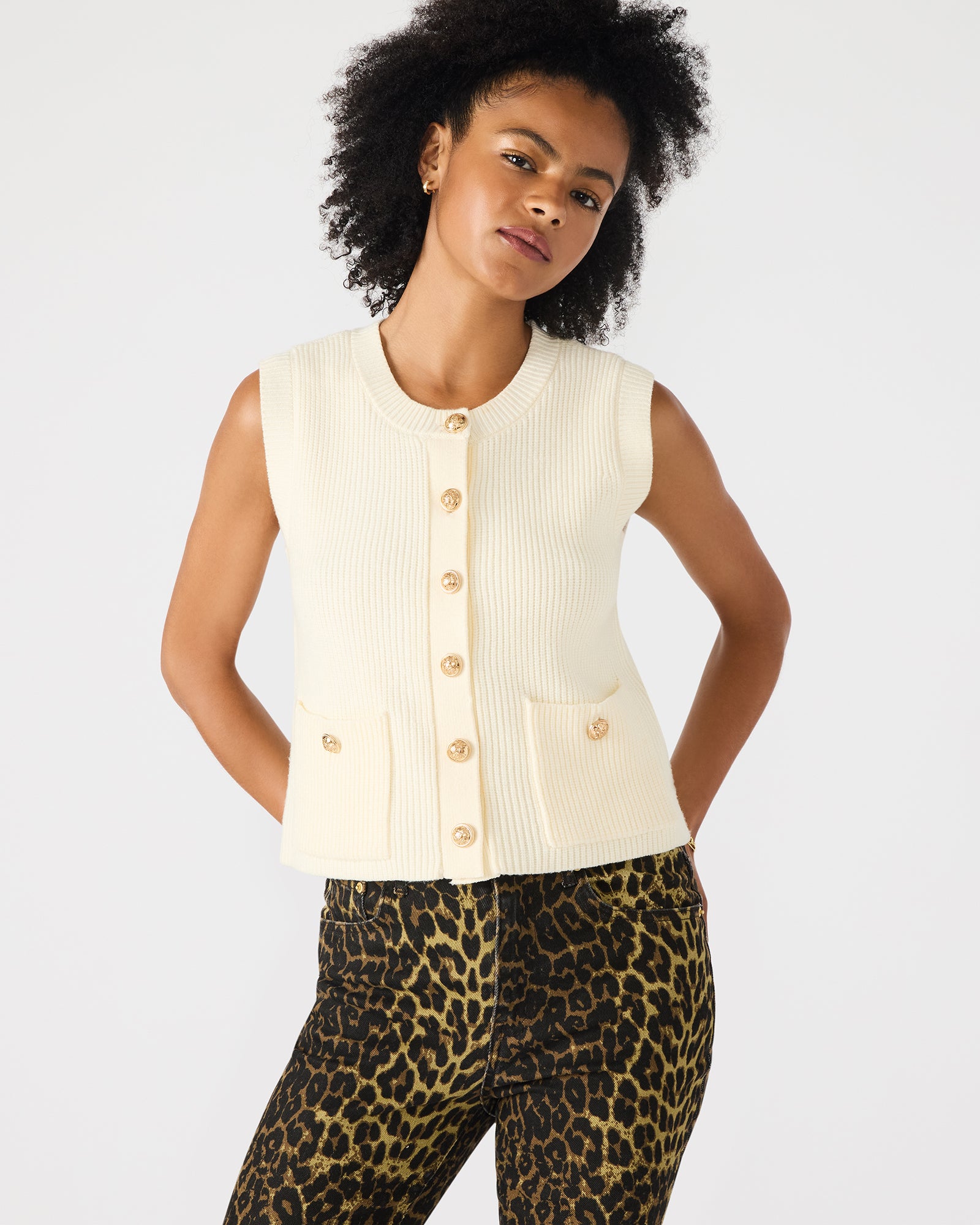 ALIYA SWEATER VEST CREAM