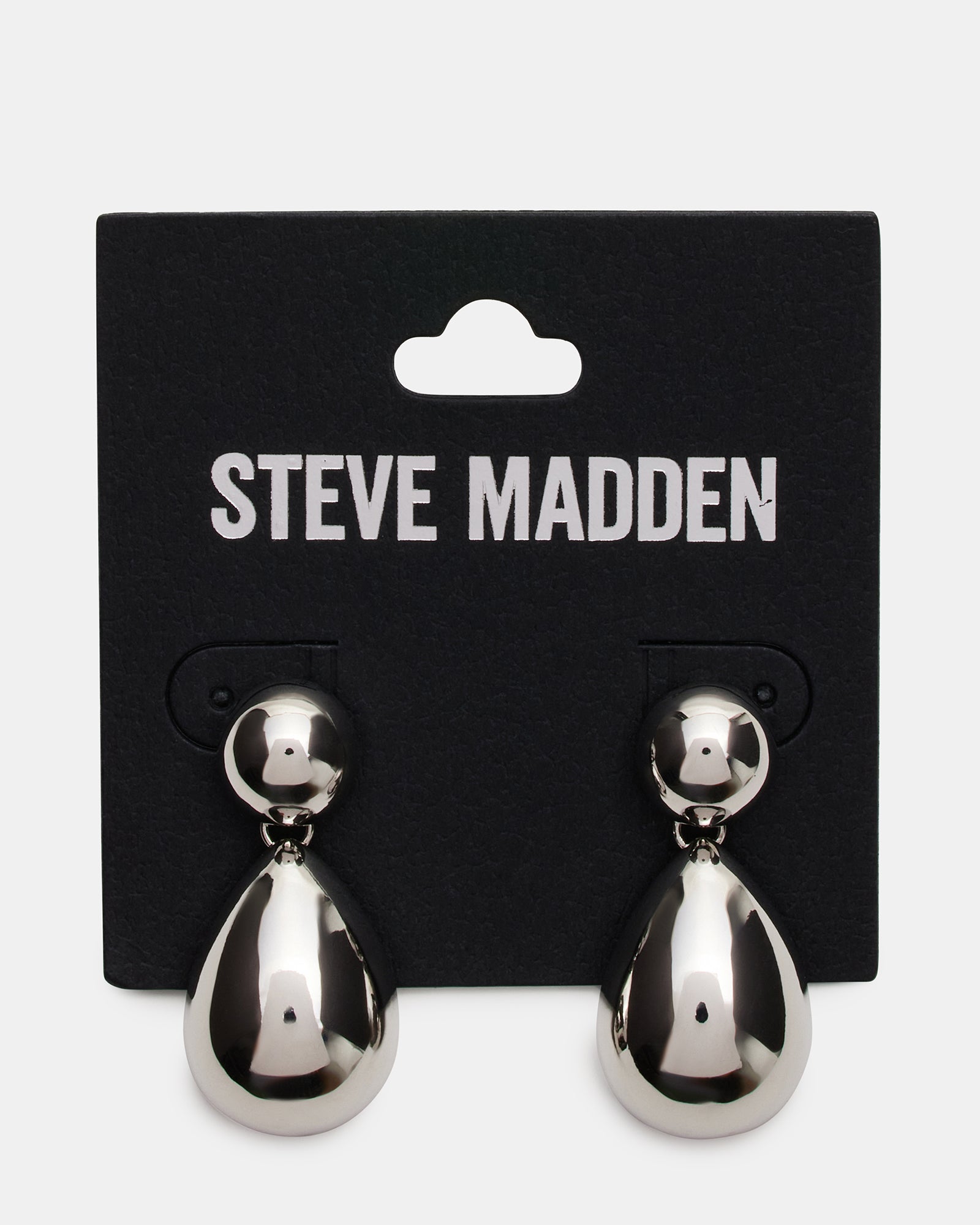 DOUBLE TEARDROP EARRINGS SILVER - Image 3