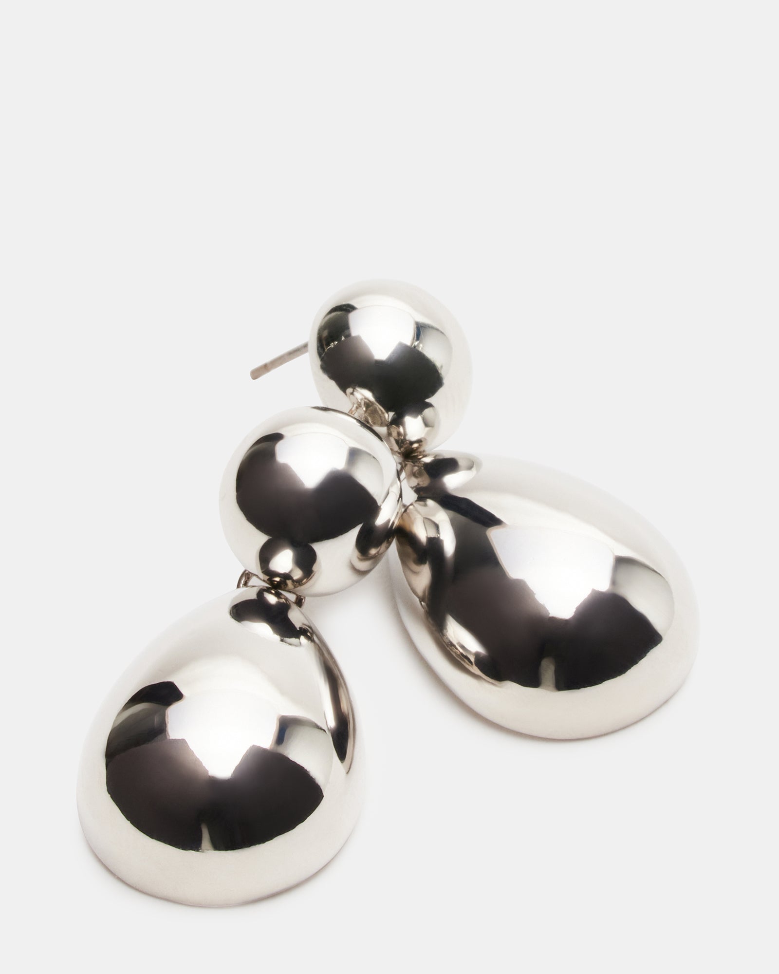 DOUBLE TEARDROP EARRINGS SILVER - Image 2