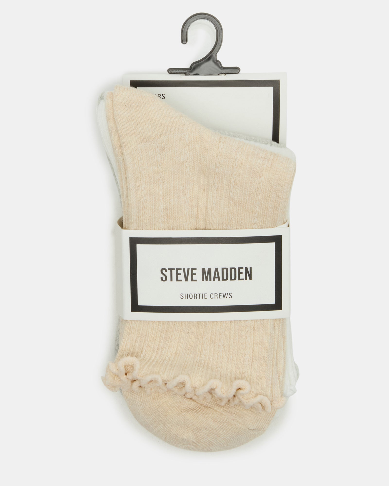 3 PACK LETTUCE EDGE RIBBED SOCKS TAUPE - Image 3