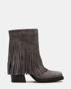 PIA FRINGE GREY SUEDE