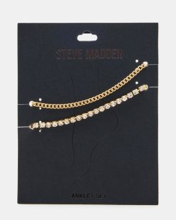 2-PIECE RHINESTONE CHAIN ANKLET SET