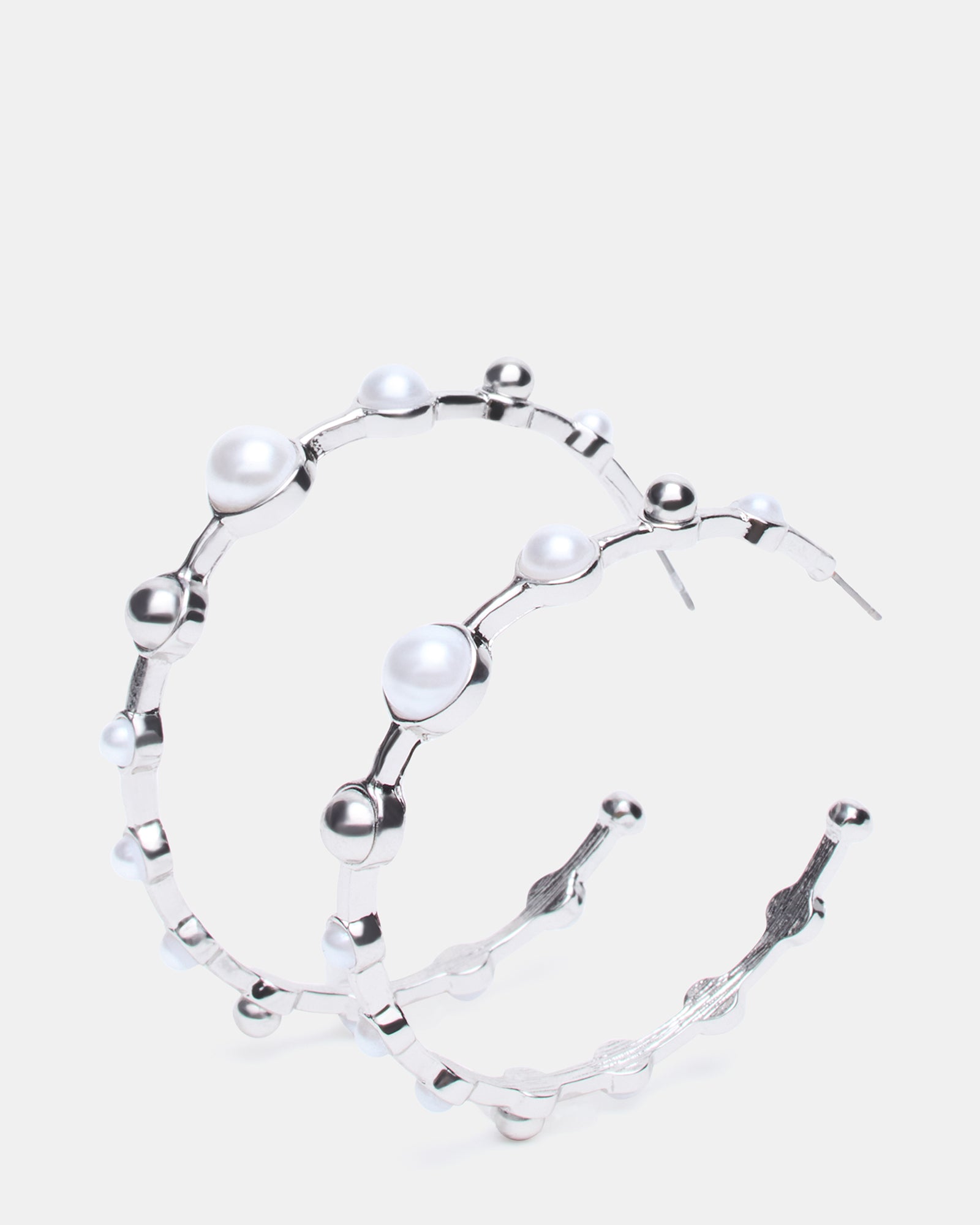 PEARL HOOP EARRINGS SILVER - Image 2