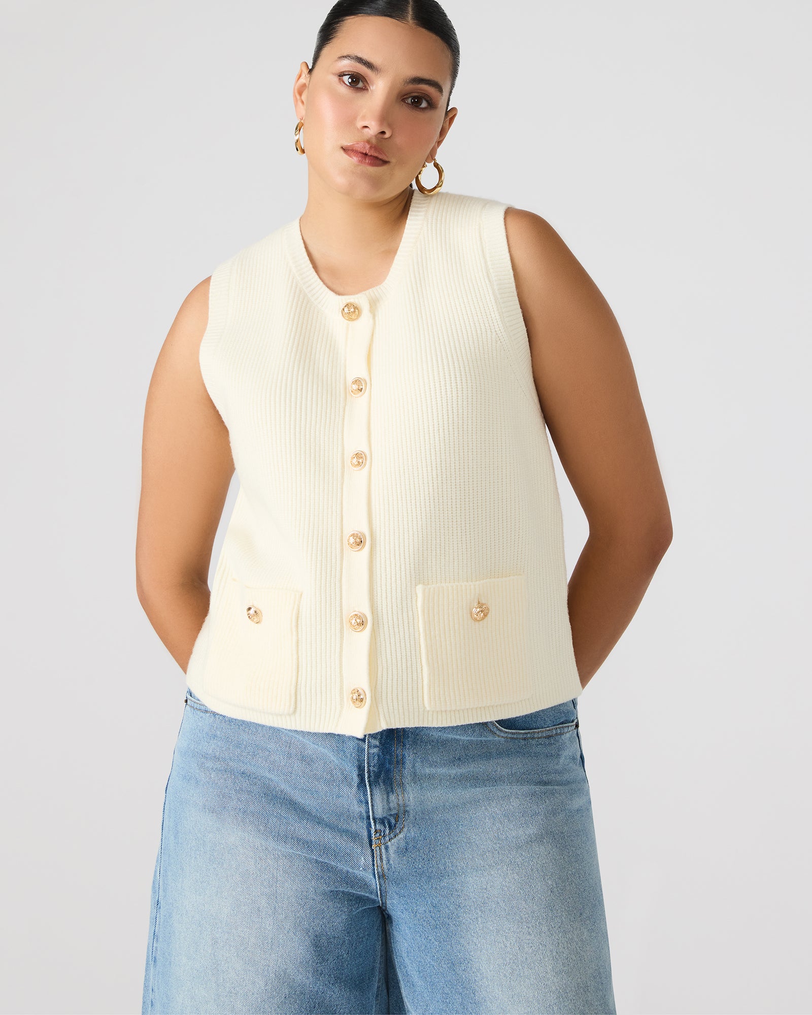 ALIYA SWEATER VEST CREAM - Image 2