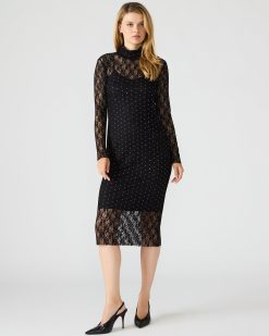 VIVIENNE STUDDED LACE DRESS BLACK