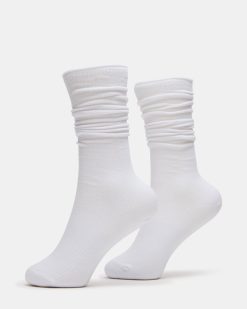 2 PACK RIB SLOUCH SOCKS WHITE