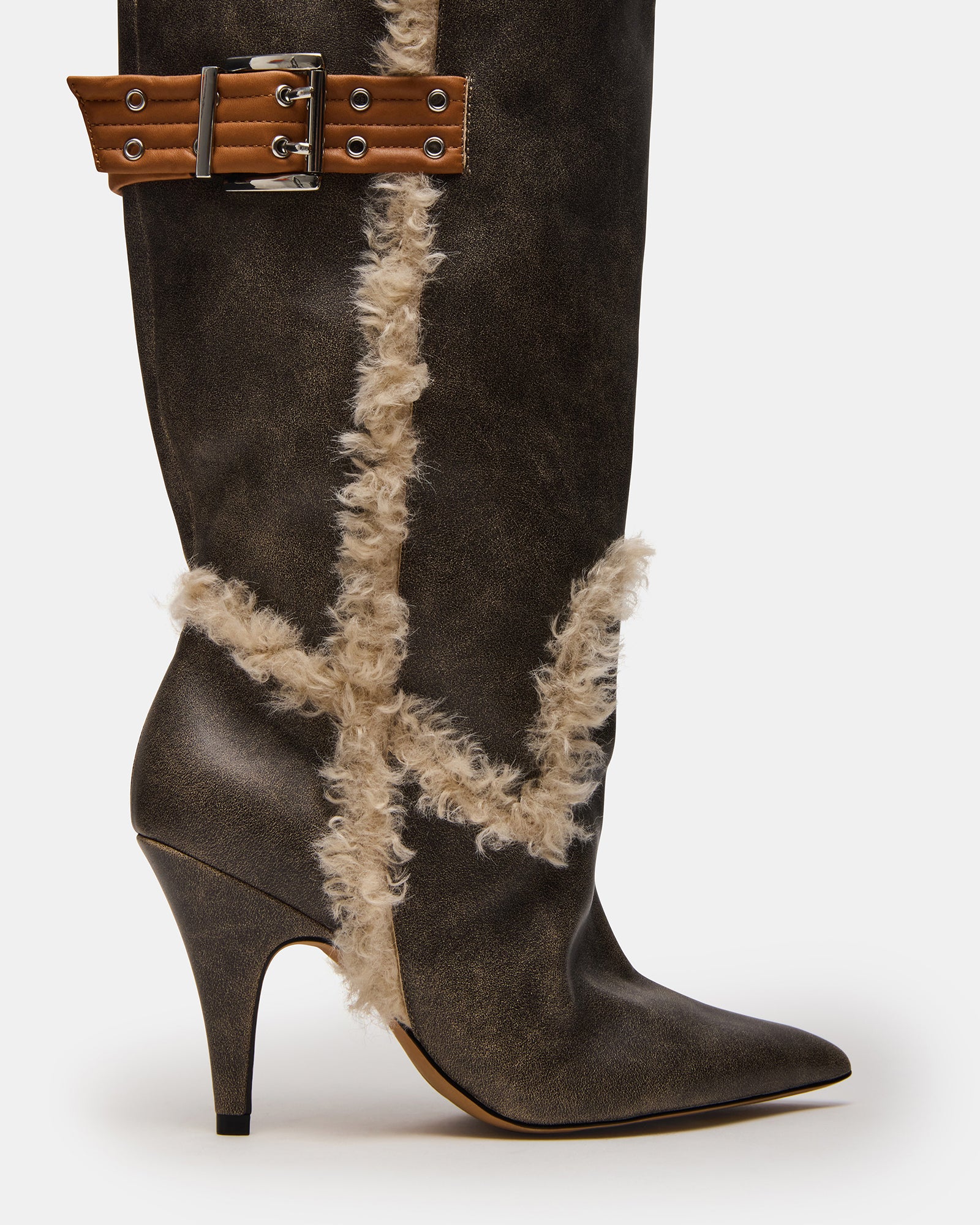 BADDIE FAUX FUR BROWN DISTRESSED - Image 4