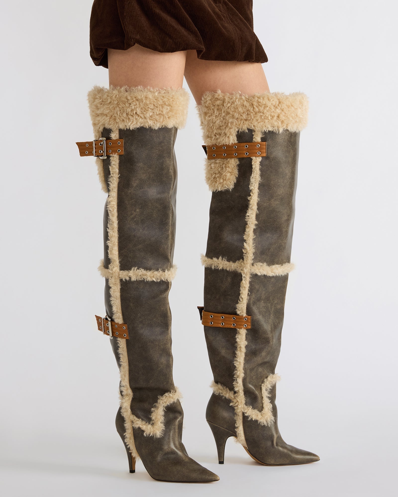 BADDIE FAUX FUR BROWN DISTRESSED - Image 2