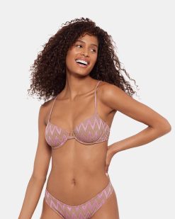 CHEVRON SHINE BIKINI TOP PURPLE